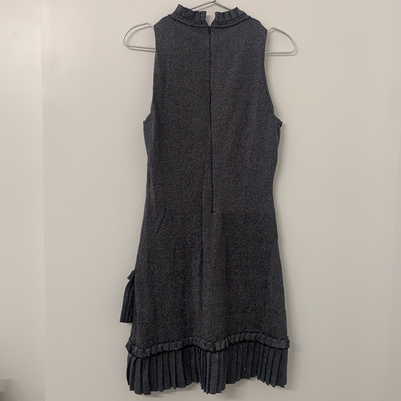 Parker black and silver knit holiday dress with ruffled hem, sz L - Picture 2 of 5